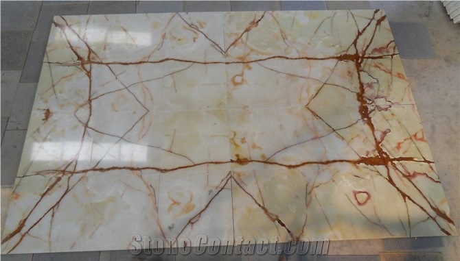 Backlit White Onyx Slabs Panel Tiles for Hotel Flooring