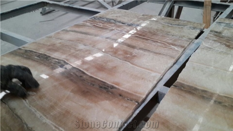 Black Bamboo Onyx Slab Tiles for Hotel Project
