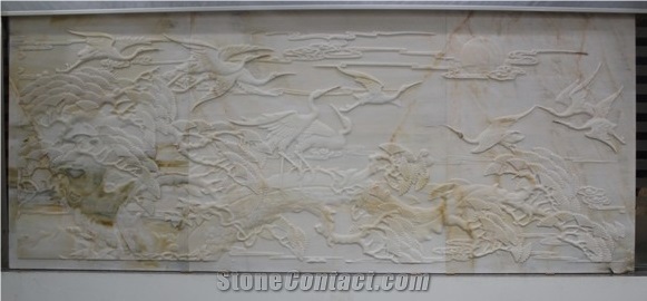 Relievo White Onyx Glass Backlit Tile, Turkey White Onyx Relievos