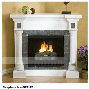 Beijing White Marble Hand Carved Stone Marble Fireplace Mantel