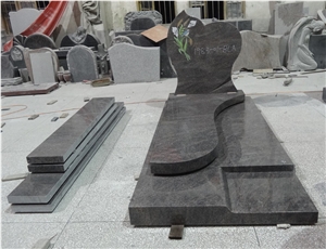 Himalayan Blue Granite Monument with Litho