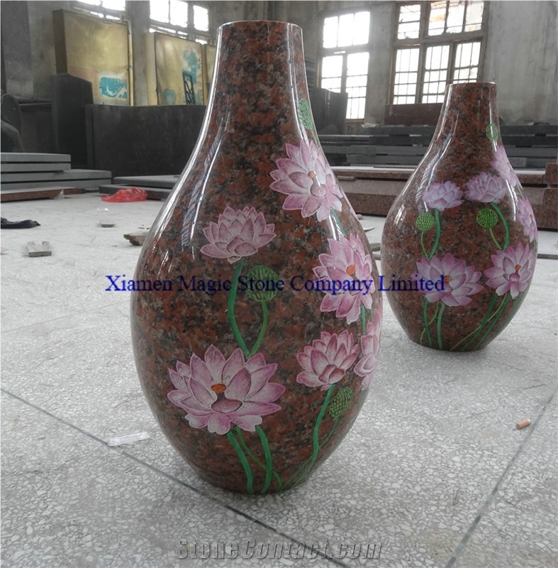 Maple Red Granite Big Vase,Home Decorative Flower Pots