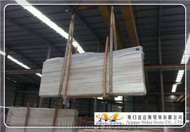 China Cheap White Wood Marble Slabs