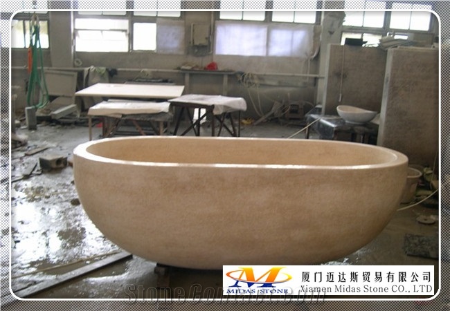 China Travertine Stone Bathtub