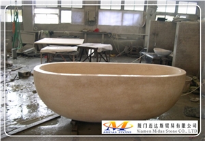 China Travertine Stone Bathtub
