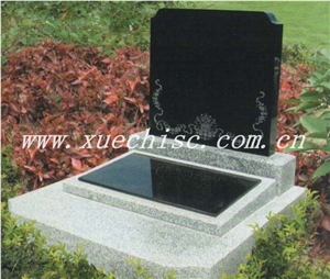 China absolute shanxi black granite memorial Bevel headstone 