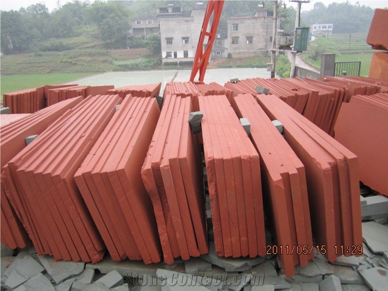 China Sichuan Red Sandstone Slabs and Tiles, Sandstone Flooring Tiles & Wall Tiles