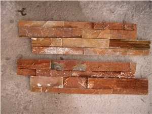 China Slate Cultured Stone Wall Tiles,Yellow Wood-Grain Stacked Stone Panels,Slate Ledge Stone Wall Veneers,Backgound Decorative Tiles