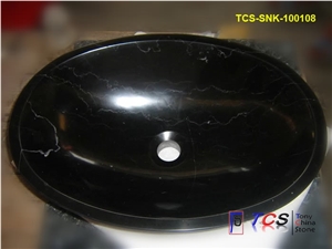 China Marquina Black Marble Oval Sink