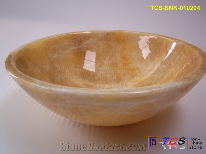 Honey Onyx Round Sink, China Honey Yellow Onyx Sinks & Basins