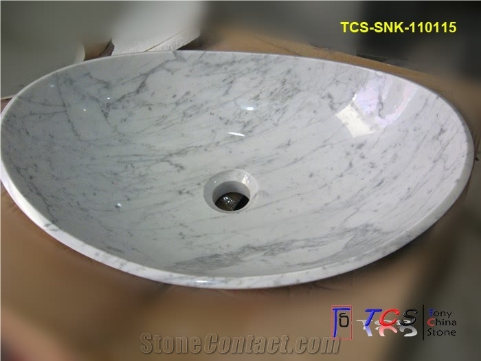 Spray White Marble Oval Sink, White Marble Sinks & Basins