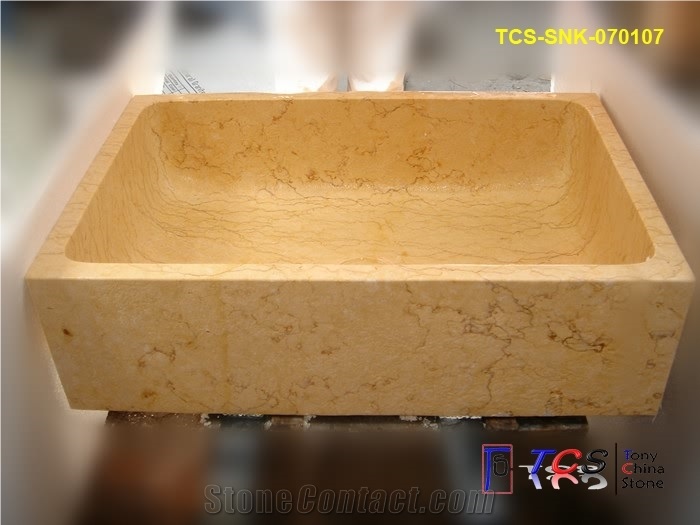 Sunny Beige Marble Antique Square ( Rectangular ) Sink, Sunny Marble Sinks & Basins