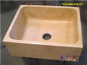 Sunny Beige Marble Square Kitchen Sink, Sunny Marble Sinks & Basins