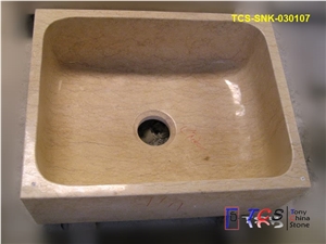 Sunny Beige Marble Square Kitchen Sink, Sunny Marble Sinks & Basins