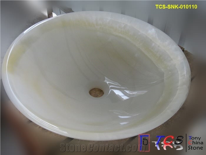 White Jade Round Sink, Afghanistan White Onyx Sinks & Basins