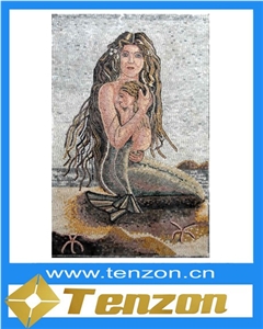Beautiful Mermaid Story Portraiture Mosaic Art
