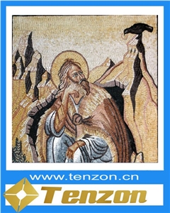 Faith Picture Mosaic Art, Crema Bil Latte Beige Marble Art Works