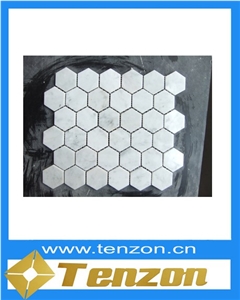 Hexagon Calaratta White Floor Mosaic