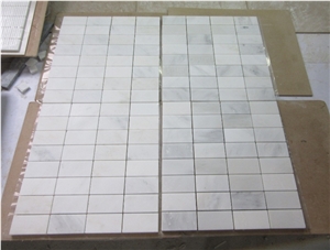 1.5"X3"X3/8" Oriental White Marble Brick Mosaic