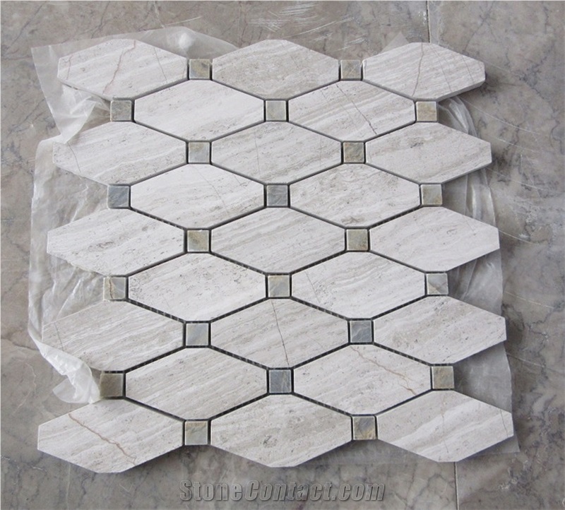 Wooden White Marble Mosaic,White Marble Mosaic