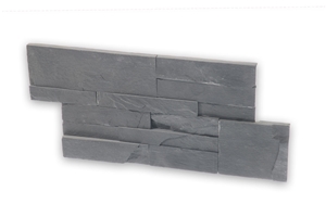 Slate Z Cut Wall Cladding Panel Ledge Stone, Zorro Black Slate 18x35cm