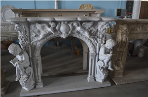 Hand Carved Stone Fireplace
