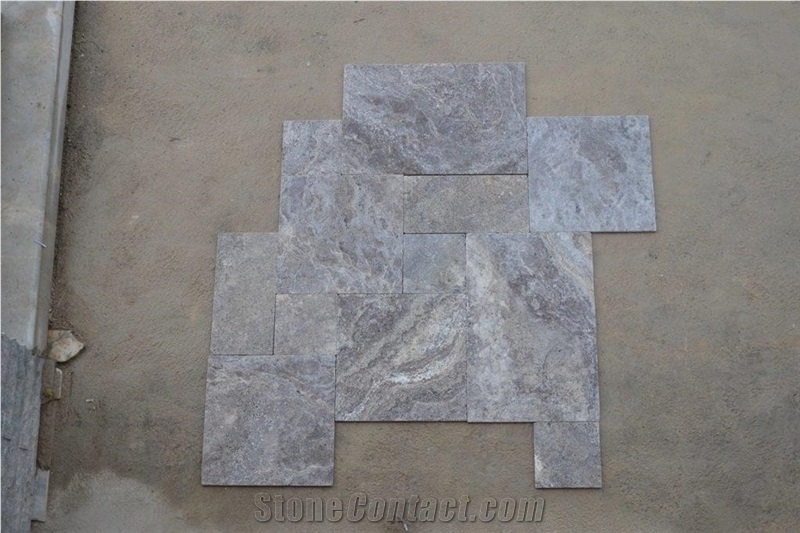 Tumbled Silver Travertine Pattern, Tiles