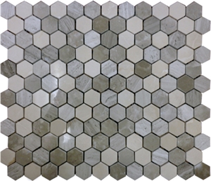Hexagon Grey Marble Polished Mosaic