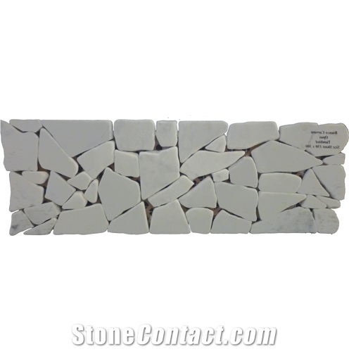 Tumbled Bianco Carrara Marble Mosaic Border