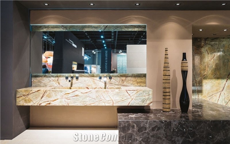 Rain Forest Green Marble Commercial Bathroom Design, Wall, Counter Top