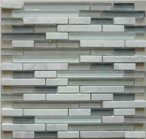 G15481 Strip Crystal Marble Mix Mosaic Lobby Wall Cladding Tile Kitchen Decorative Tile
