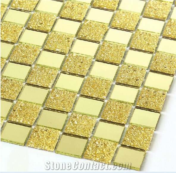 Pfm107 Plating Glass Mosaic Gold Mirror Mosaic Tiles
