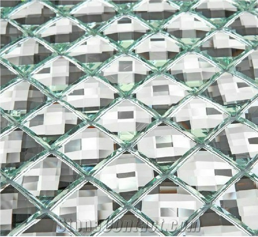 Pm112 Silver Diamond Mirror Glass Mosaic Decorative Tile
