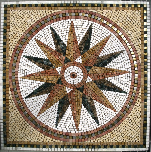 Marble Mosaic Floor Sole Model Rosettes from Germany - StoneContact.com