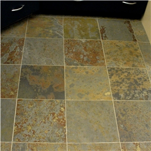Multicolor Slate Floor Tiles Stained