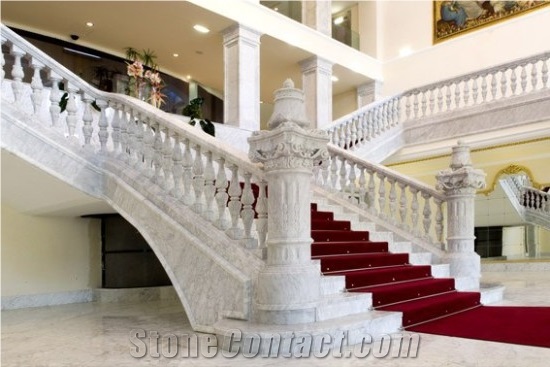 White Macael Marble Stairs