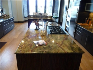 Rain Forest Green Marble Kitchen Countertop