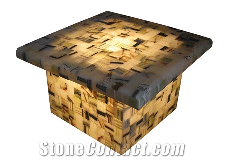 Light Green and Yellow Onyx Mosaic Table
