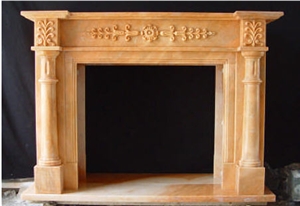 Yellow Marble Fireplace Mantel