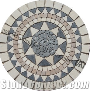 Polished Marble Round Mosaic Medallion