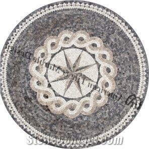 Tumbled Marble Mosaic Medallion Emperador Light Marble+Emperador Dark Marble+Crema Marfil Marble