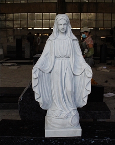 Hunan White Marble Virgin Mary Statue, Blue Pearl Monument