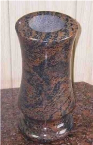 Maple Leaf Red Granite Memorial Vase