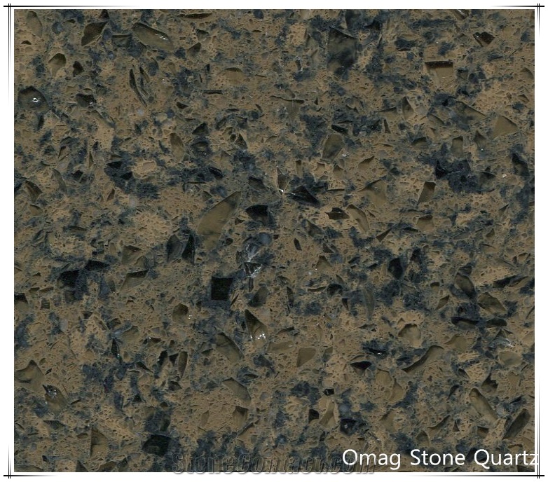 Omag Desert Light Brown Galaxy Quartz Stone,Engineered Stone Solid Surfaces