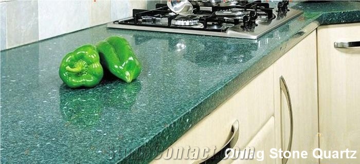 Omag Green Galaxy Quartz Stone Kitchen Countertop/Manmade Stone Tops
