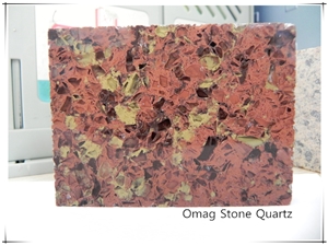 Omag Multicolor Yellow Mixed Red Galaxy Quartz Stone Tiles