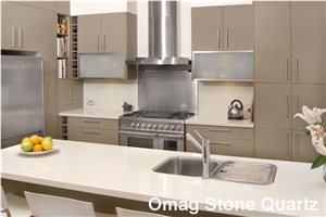 Omag Pure Snow White Quartz Stone Kitchen Bar Tops/Solid Surface Bar Countertop