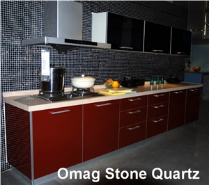 Omag Red Crabapple Quartz Stone Kitchen Bar Tops/Engineered Stone Kitchen Countertops Good Price
