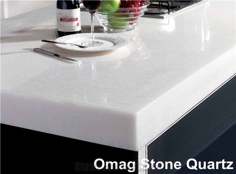 Omag White & Black Galaxy Quartz Stone Reception Tops/Desk