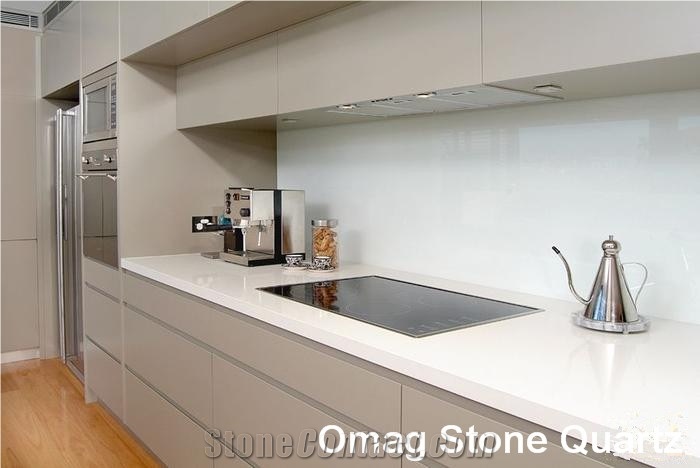 Omag White Galaxy Quartz Stone/Engineered Stone Open Kitchen Countertops Solid Surface